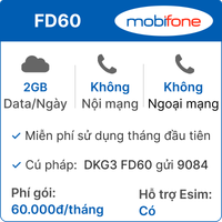  Sim 4G Mobifone  FD60 2GB/Ngày 